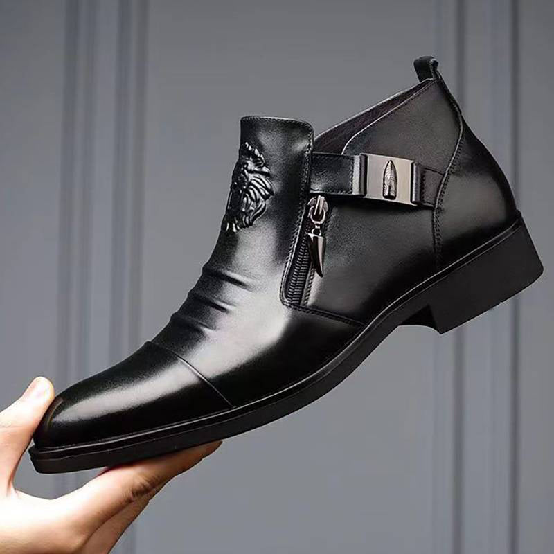 👞Free Shipping - 48% Off👞Men's Double Side Zipper Pointed Toe Leather Ankle Boots