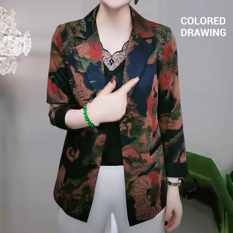 Stilvolle leichte Anzugjacke mit Blumendruck für Damen