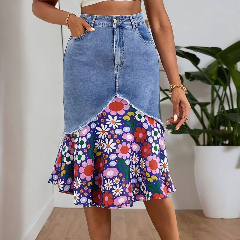 🧜♀️ Hochtaillierter Jeans-Meerjungfrauenrock für Damen – figurbetonend & elegant