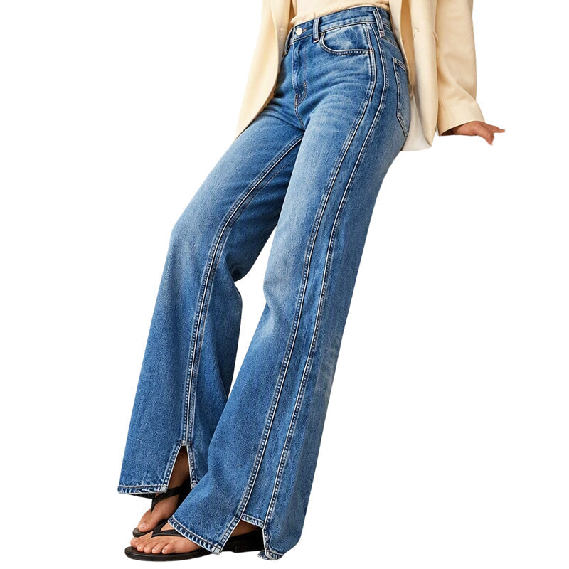 👖💙50 % Rabatt!⭐Weite hochtaillierte Jeans für Damen