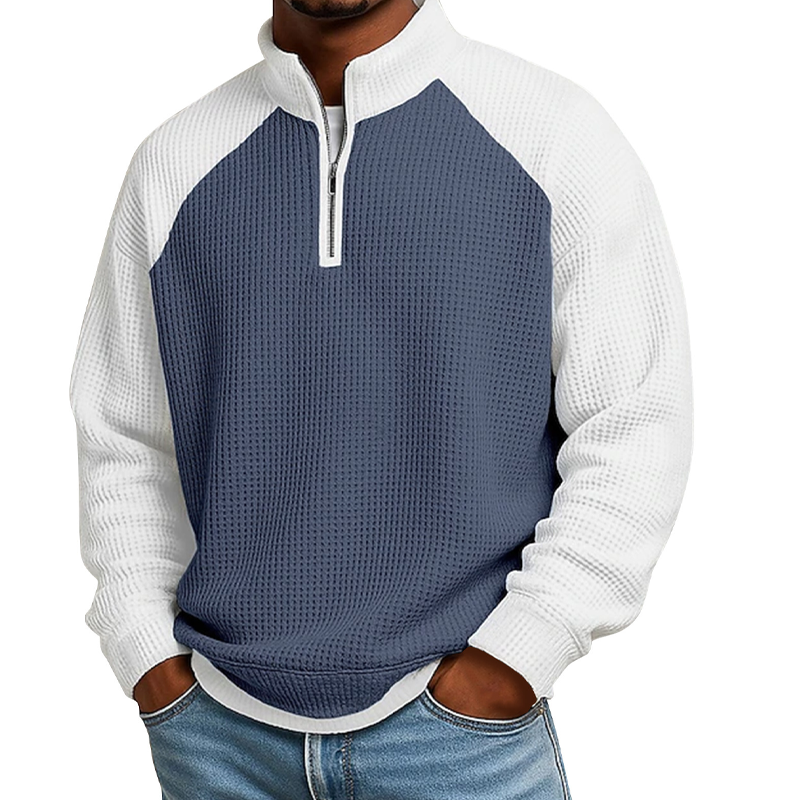 ✨Herren-Waffelstrick-Quarter-Zip-T-Shirt