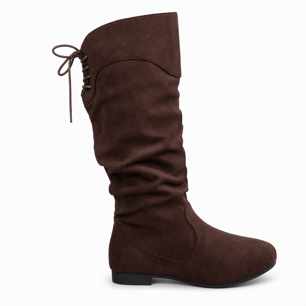 Damen Schnürstiefel, schlupfende Wade-Mittelstiefel