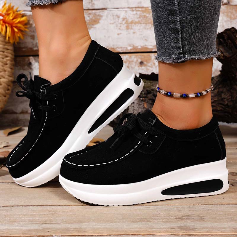 Damen-Schnürschuhe mit niedrigem Plateau für den Alltag