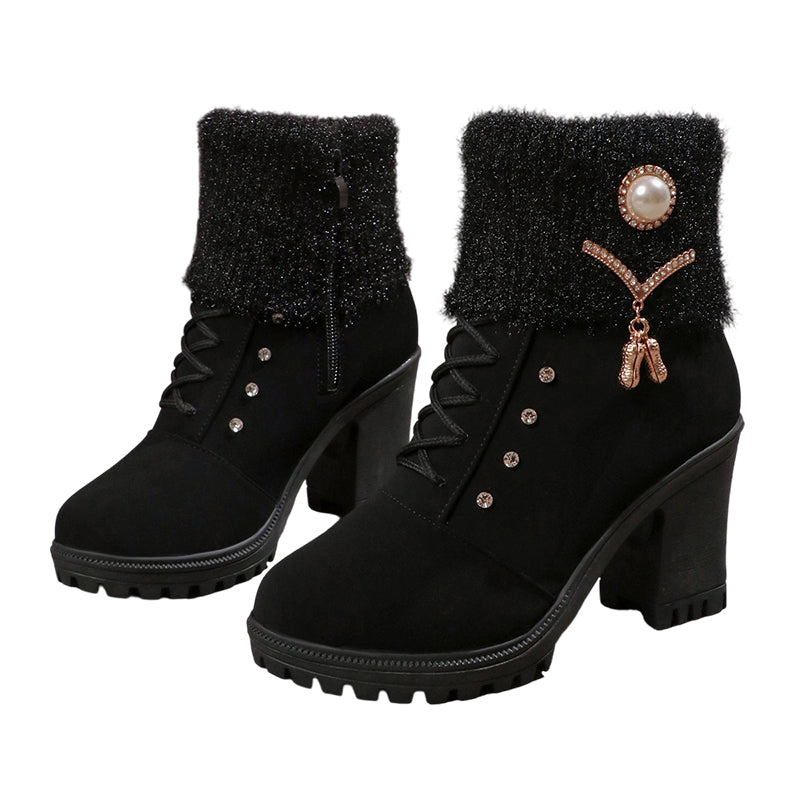 🔥Beliebtes Produkt !✨Warm gefütterte Damenstiefeletten mit Blockabsatz