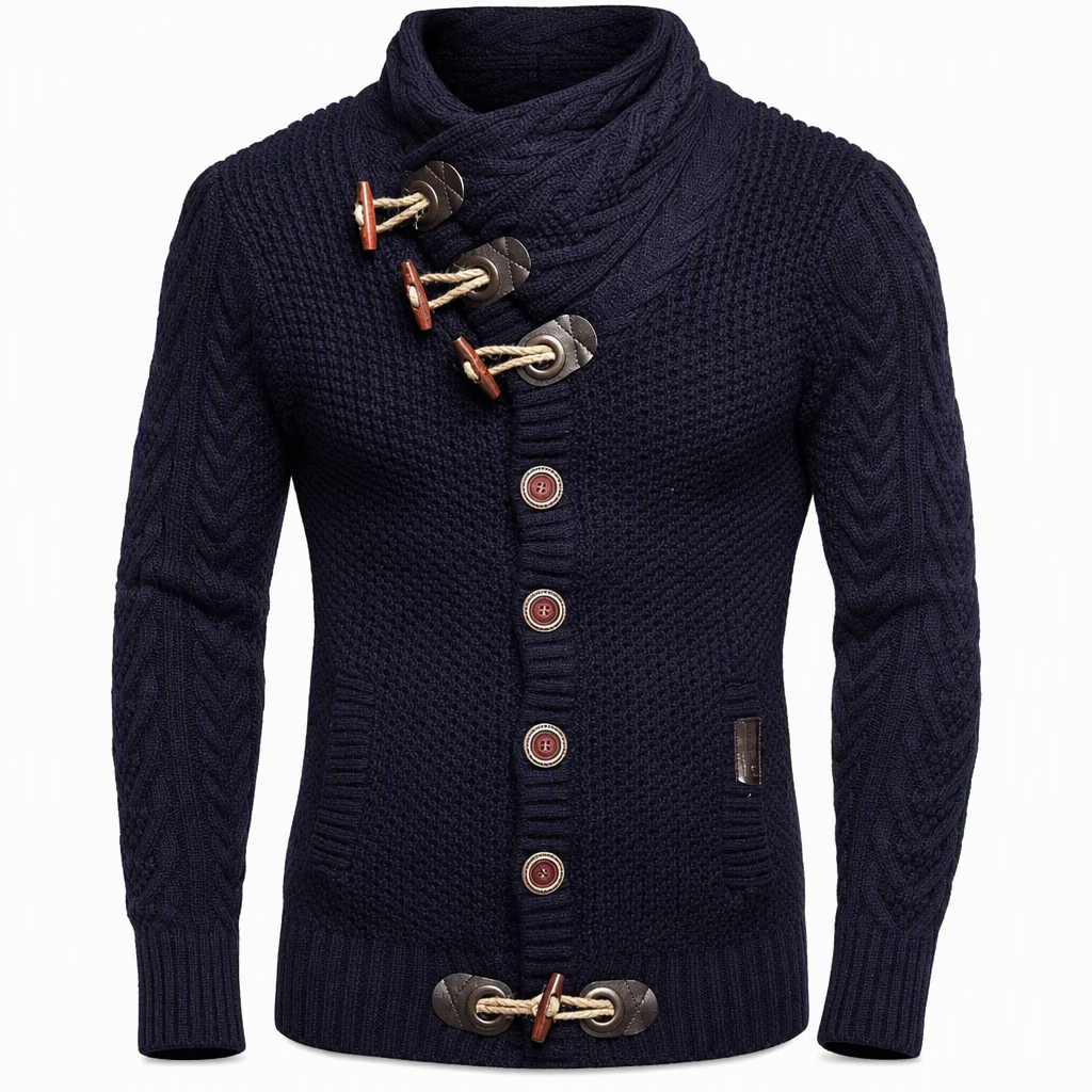 🔥 50% RABATT ✨ Herren-Strickpullover mit Rollkragen & Knopfleiste – klassisch & warm