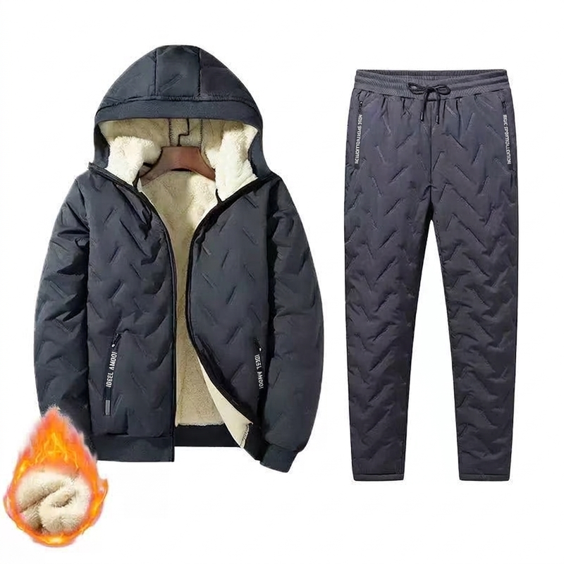 ❄️Ultimate Warmth, Windproof Heat Lock – Men's Winter Hooded Quilted Jacket & Pants Set ✨
