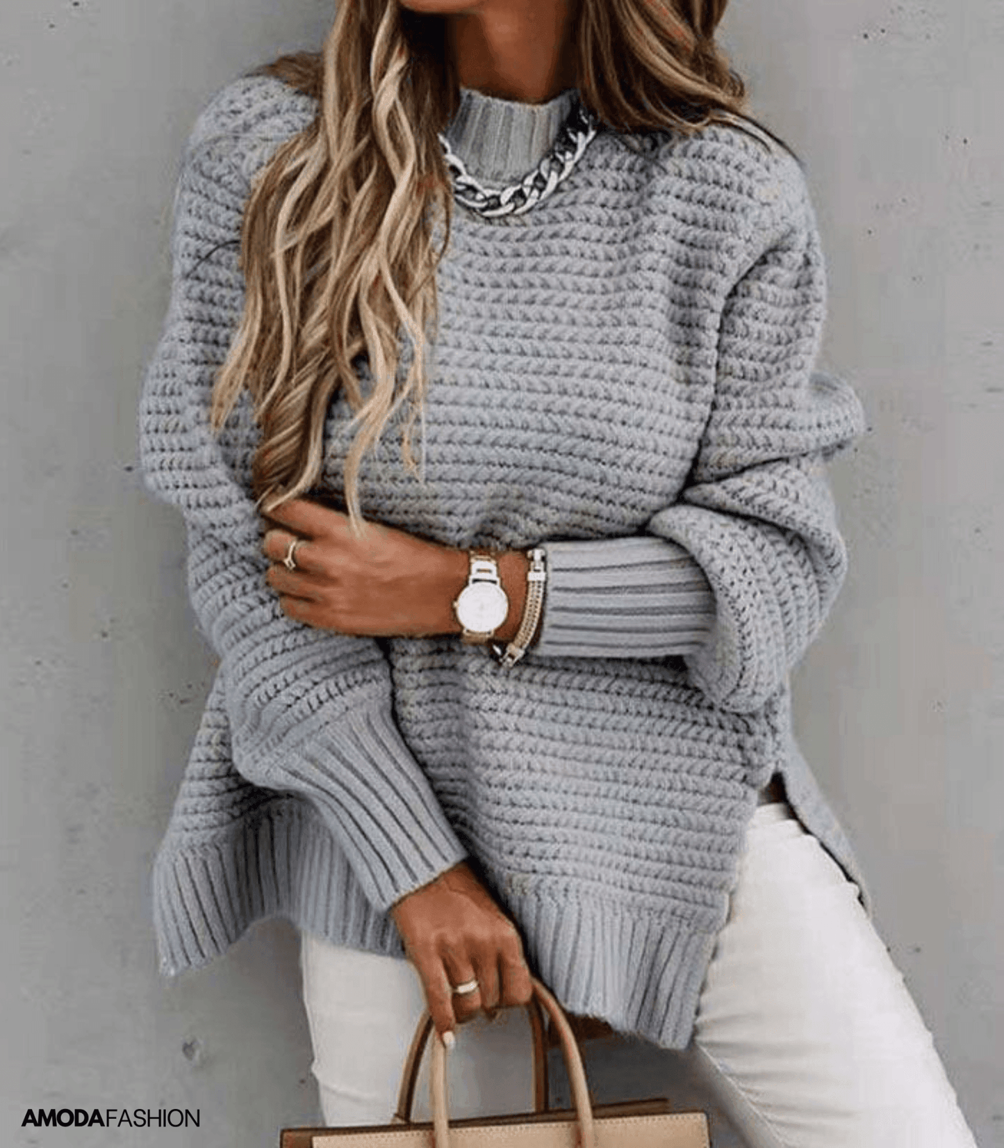 Übergroßer Pullover mit langen Ärmeln