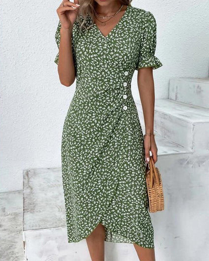 Green floral wrap dress - Ella