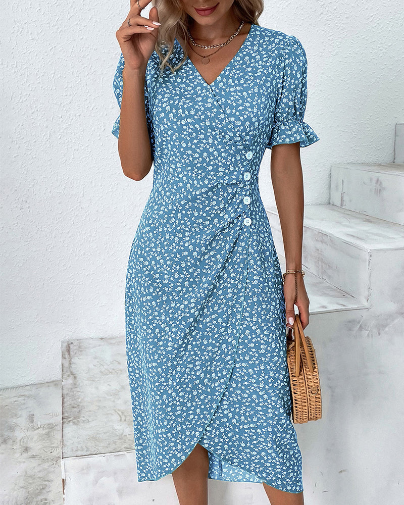 Green floral wrap dress - Ella