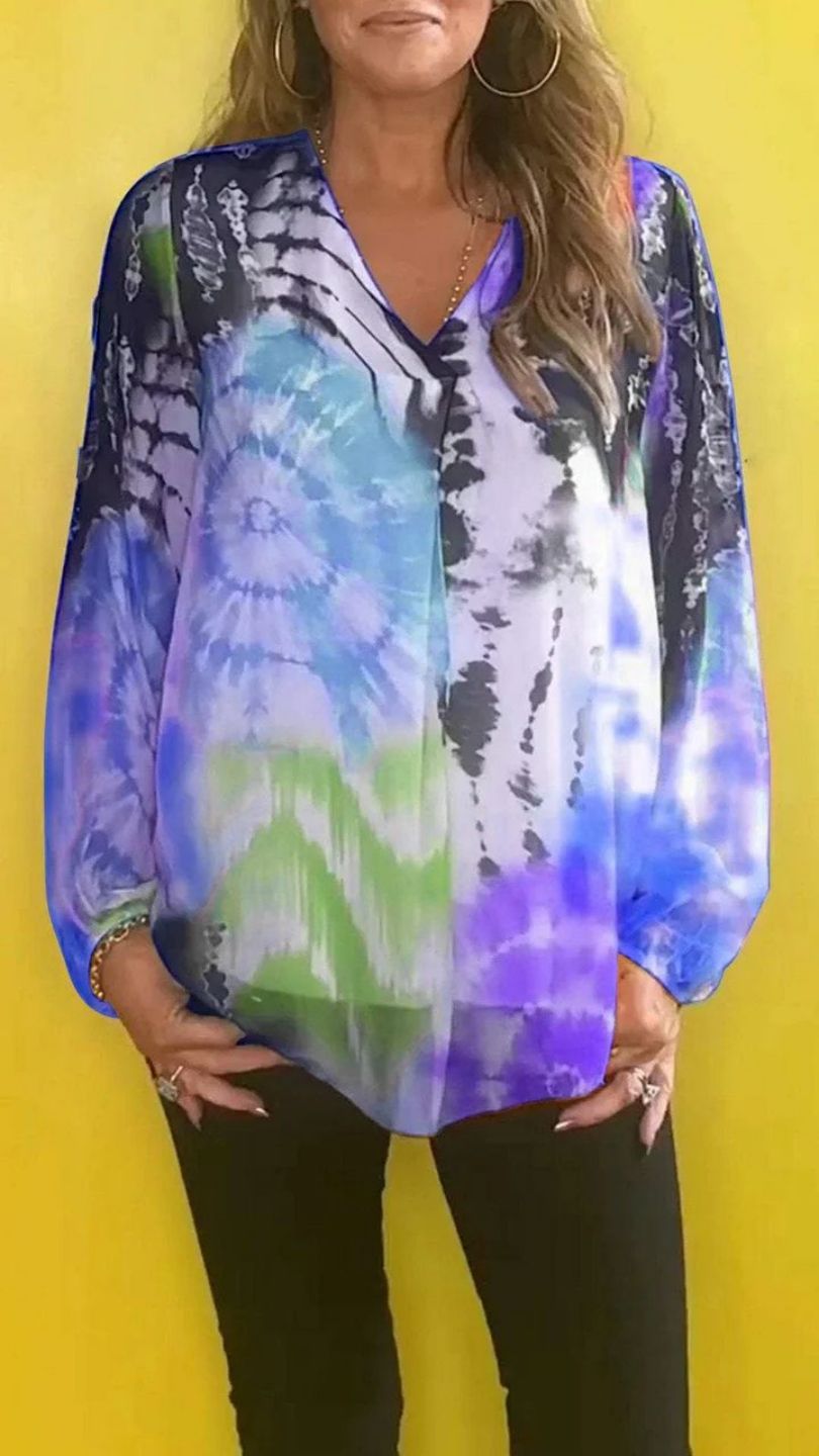 🔥SUMMER SALE 49% OFF🔥Casual V-neck Tie-dye Top