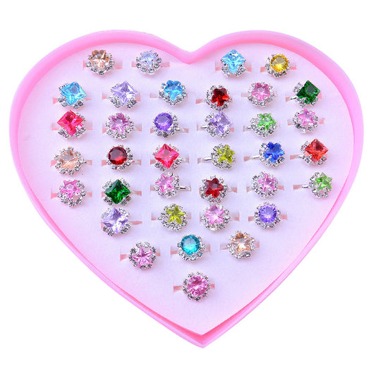 Schmuckset für Kinder bunter Diamantring(36 Stück)