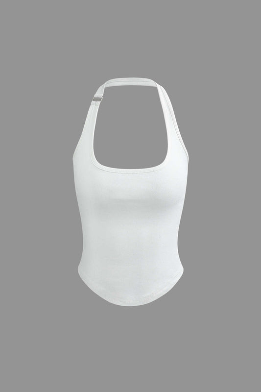 Klassisches Halter Geschwungenem Saum Tanktop