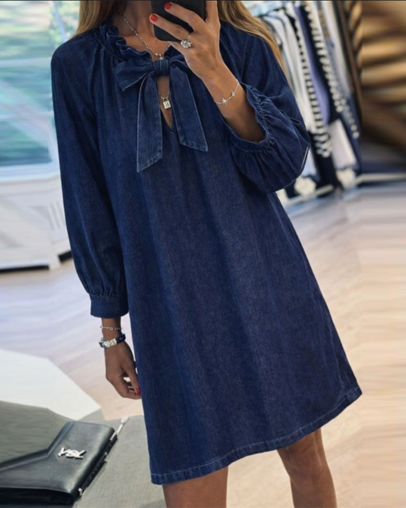 Kleid Denim Schleife 3/4-Arm