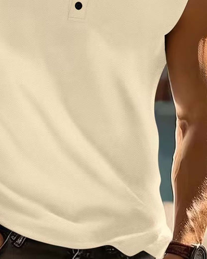 Tanktop Herren Henley Einfarbig Sport