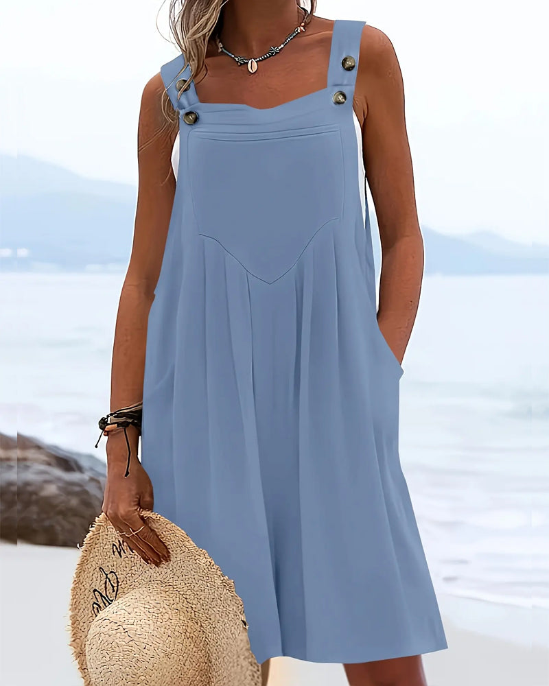 Jumpsuits Lässig Loose Fit Knopftasche