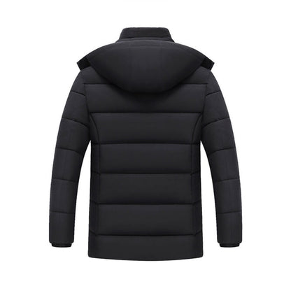 Hooded Fleece Lined Winter Coat with Zipper for Men - Carmela
