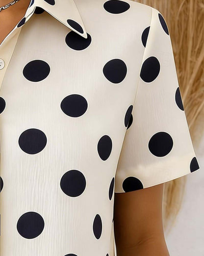 Bluse Polka-Dot Kurzarm