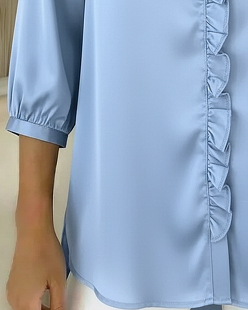 Bluse V-Ausschnitt Modedesign Rüsche