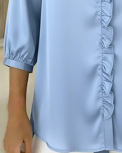Bluse V-Ausschnitt Modedesign Rüsche