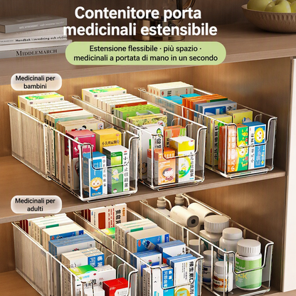 🔥Transparenter, teleskopischer Medikamentenhalter – ausziehbar, perfekt zum Aufräumen Ihres Schranks 💊🗄️