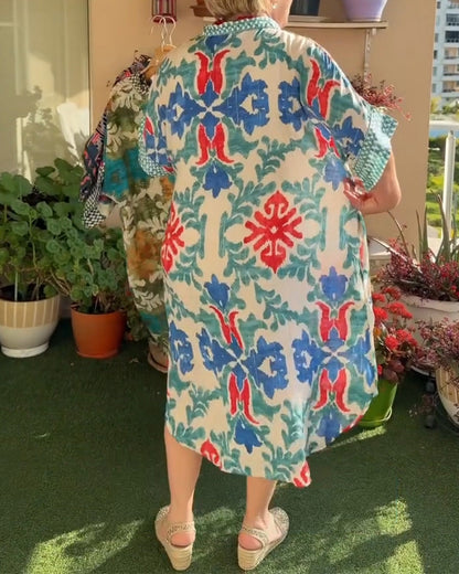 Hemdkleid Bohemian Print Loose Fit