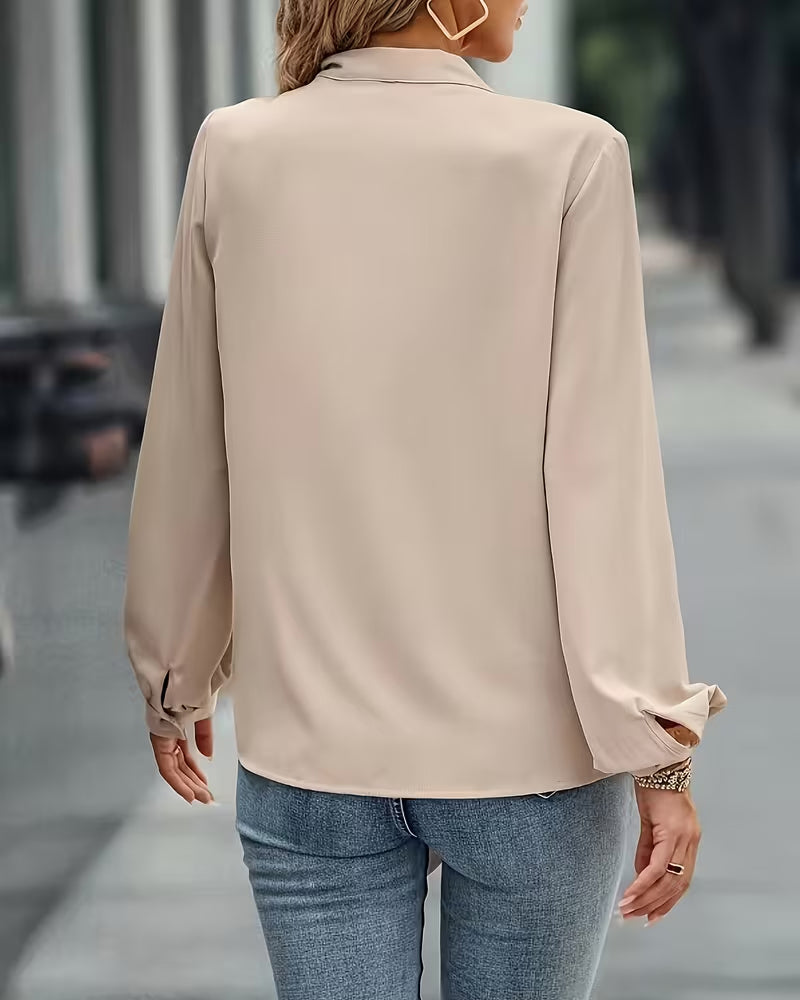 Bluse Elegant Laternenärmel Und Bänder
