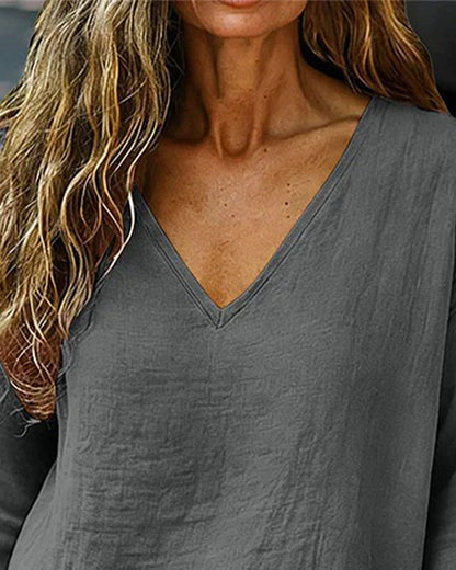 Bluse Drop-Shoulder V-Ausschnitt 3/4-Arm