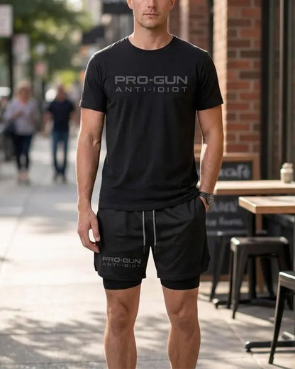 T-Shirt Herren Buchstabenprint Rundhals Kurzarm
