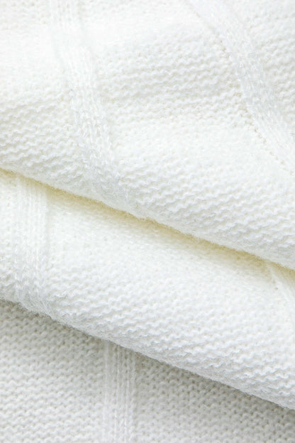 Einfarbiger Mock Neck Strukturierter Batwing Ärmel Pullover