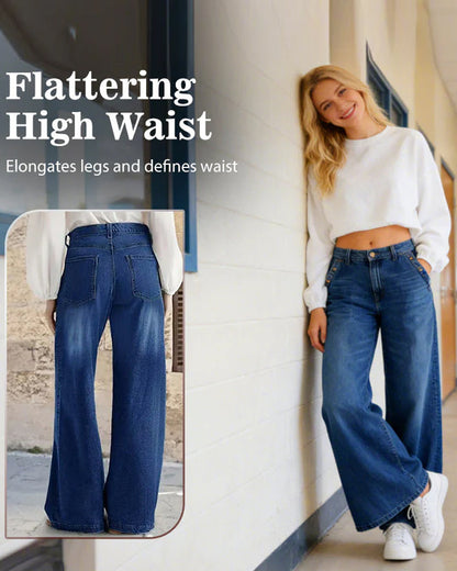 Jeans Multi-Knopf Gewaschen Locker