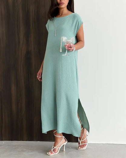 Kleid Midi Länge Schlitz Locker
