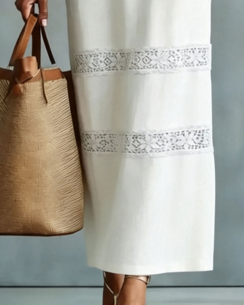 Kleid Ärmellos Spitze Patchwork