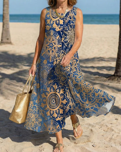 Kleid Mandalaprint Ärmellos Lässig