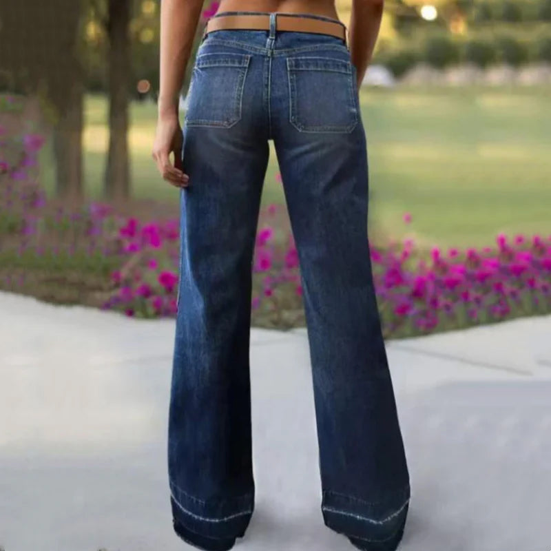 Damen Retro Schlagjeans mit Taschen