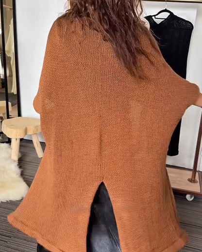 Pullover Unregelmäßig Einfarbig Lässig