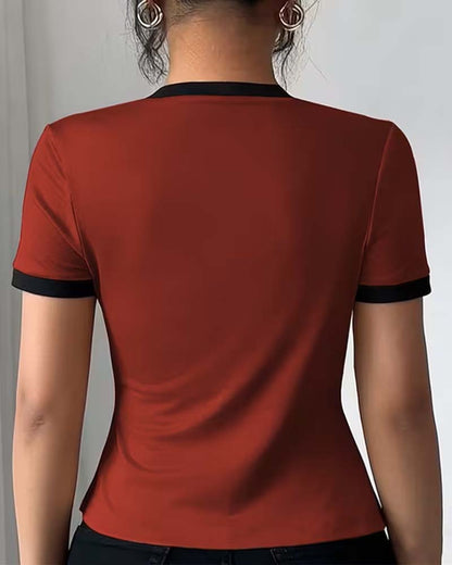 T-Shirt Farbblock Falsch Zweiteilig