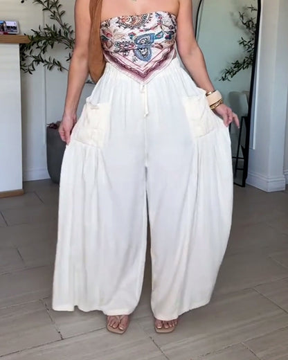 Hose Kordelzug Plissiert Tasche Weites Bein