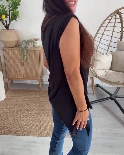 Tank Top Muschel Dekor Asymmetrisch Ärmellos