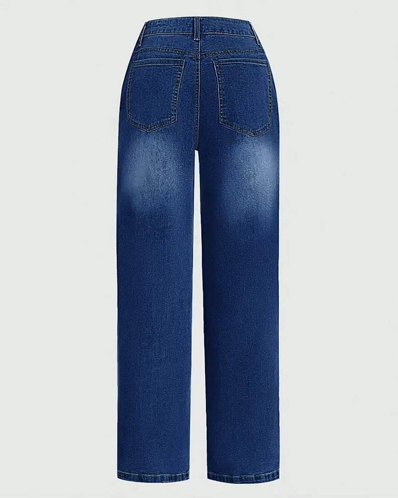 Jeans Multi-Knopf Gewaschen Locker