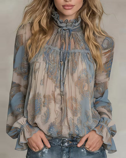 Bluse Boho-Stil Cashew-Blume Stilvoll