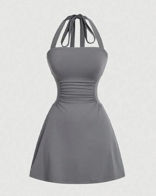 Kleid Halterneck Bandage Taille Gerafft