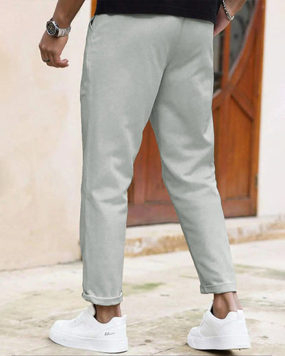 Herren Hose Einfarbig Kordelzug Slim Fit Cropped