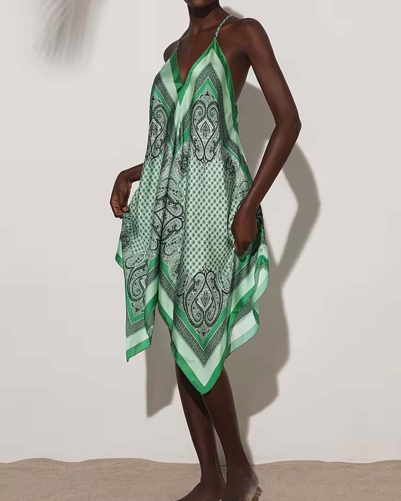Kleid Unregelmäßig Drapiert Druck