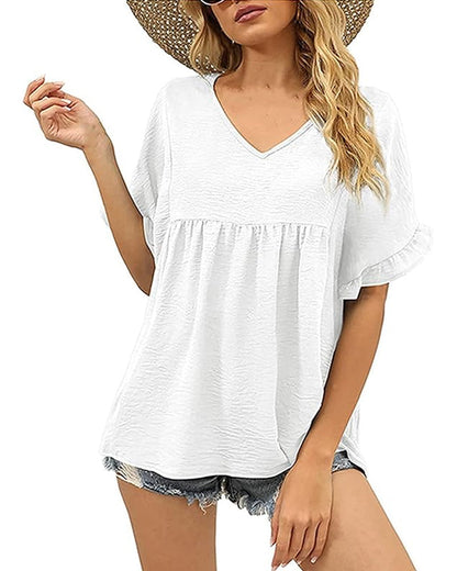 Bluse Lässig Rüsche Loose Fit