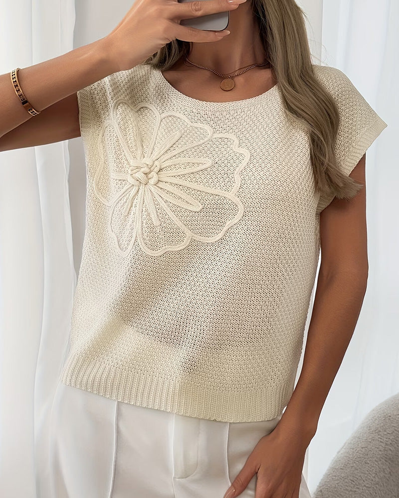 Pullover Unifarben Rundhals Strick
