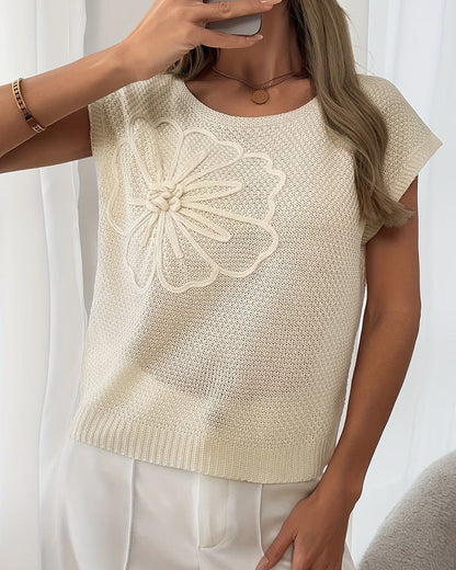 Pullover Unifarben Rundhals Strick