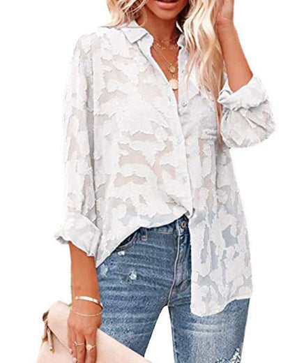 Bluse Chiffon Jacquard Sheer