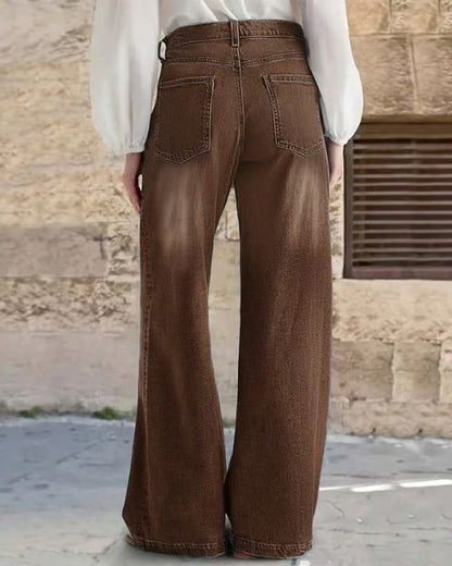 Jeans Multi-Knopf Gewaschen Locker