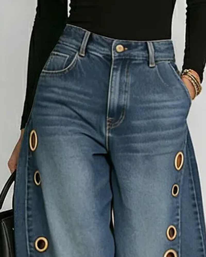 Jeans High Waist weites Bein