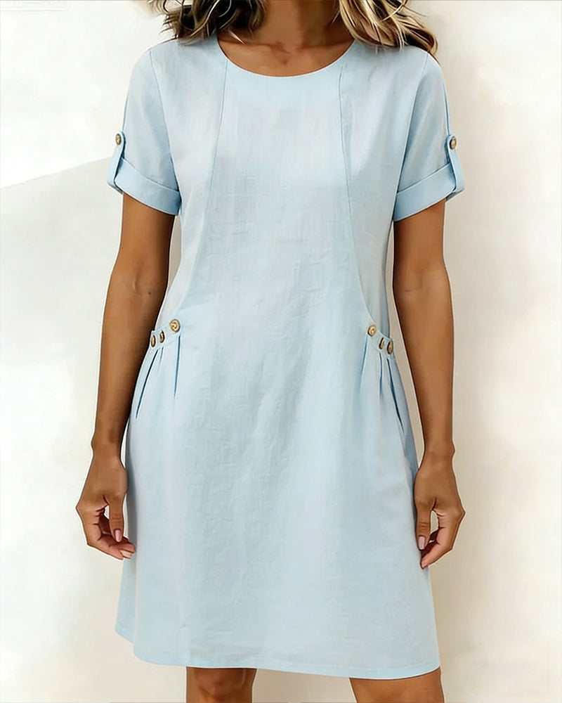 Kleid leinenfarben einfarbig einfach gerade